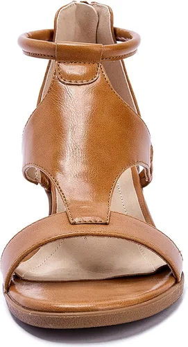 Vista 5 de TINSTREE Women Wedge Sandal Comfort Ankle Strap Heeled Sandal Open Toe Sandals with Zipper