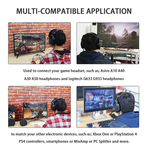 Vista 5 de JAINTA A10 A40 - Cable de repuesto compatible con auriculares Astro A10 A40 A30 A50, cable compatible con Xbox One Play Station 4, PS4, cable