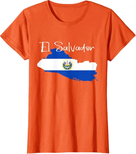 Vista 57 de Camiseta con la bandera de El Salvador, mapa de El Salvador, camiseta de Salvador para mujer