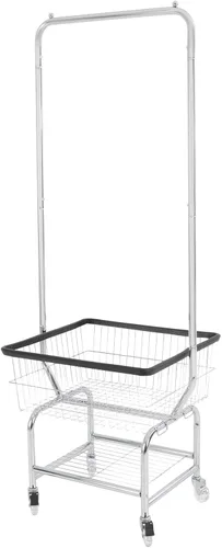 Vista 13 de Carrito de lavandería, carrito de lavandería de alambre de acero, cesta de lavandería con ruedas, carrito de lavandería comercial resistente