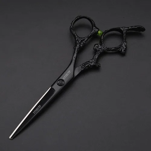 Vista 3 de Tijeras profesionales de corte de pelo de 6.0 pulgadas, mango de dragón negro 440C, tijeras de corte de peluquería, perfectas para peluquería y uso