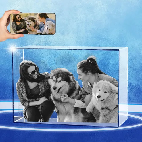 Vista 13 de Regalos conmemorativos personalizados para mascotas, marco de fotos de cristal 3D de perros o gatos, marco de fotos grabado con láser personalizado