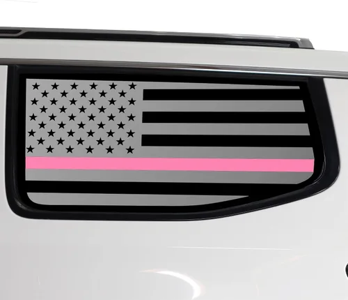 Vista 11 de BOGAR TECH DESIGNS Calcomanía de vinilo precortada con la bandera estadounidense de un cuarto de ventana, compatible con Jeep Wagoneer 2022-2025