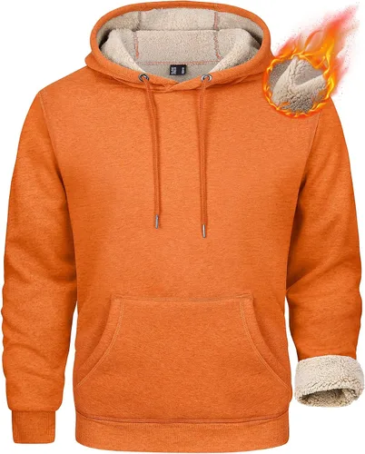 Vista 10 de MAGCOMSEN Sudadera con capucha pesada con forro polar Sherpa para hombre Verde militar