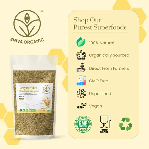 Vista 5 de Shiva Mijo orgánico de granero - 17.63 oz (500 g) de grano entero sin pulir