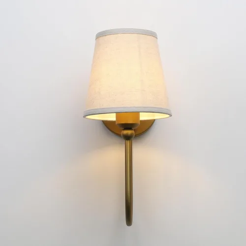 Vista 8 de Antique Linen Fabric Wall Sconces Set of 2, Hardwired Curved Arm Bathroom Vanity Light, Indoor Wall Decor Lamp for Living Room, Kitchen, Bedroom