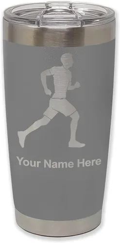 Vista 15 de LaserGram Personalized 20oz Tumbler, Running Man (Black)