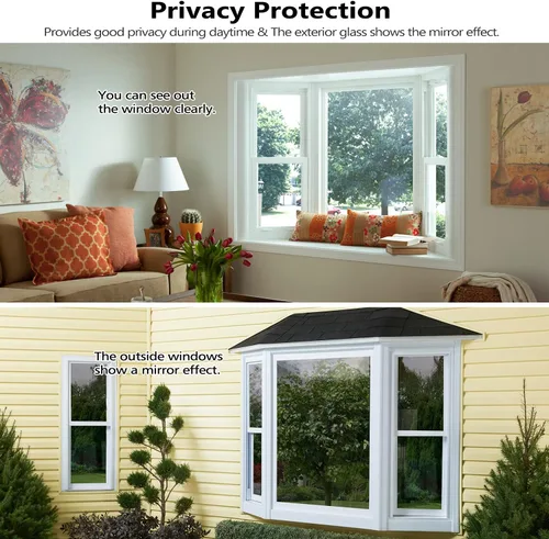 Vista 3 de HooTown - Película para ventana, tinta de privacidad para el hogar y la privacidad diurna, no adhesiva, espejo reflectante de cristal adhesivo