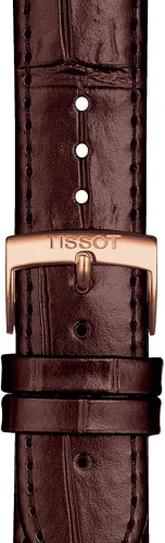 Vista 2 de Reloj automático Tissot de acrilonitrilo butadieno estireno con correa de piel, marrón, 20 (Modelo T852043014)