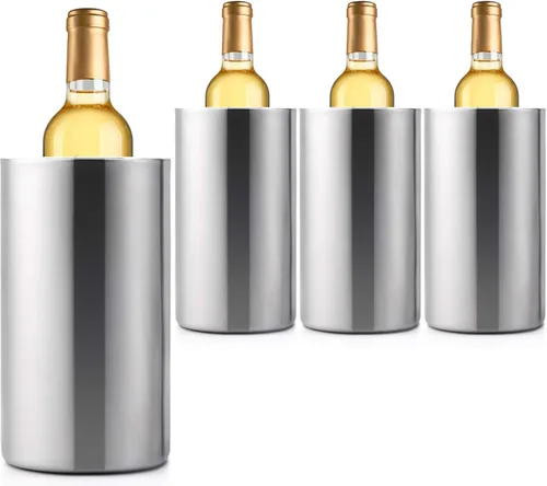 Vista 9 de Jolitac Cubo enfriador de vino, cubo enfriador de vino de doble pared de acero inoxidable, mantiene el frío durante horas, enfriador de botellas
