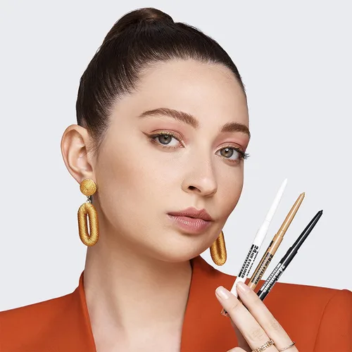 Vista 3 de Ruby Kisses Delineador de ojos impermeable, lápiz delineador de ojos mecánico impermeable de larga duración con sacapuntas integrado, a prueba