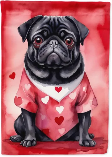 Vista 124 de Caroline's Treasures DAC5252GF Affenpinscher - Bandera de jardín con texto en inglés "My Valentine", bandera decorativa para patio exterior, patio