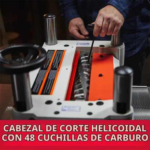 Vista 2 de JET Cepilladora de 15 pulgadas de grosor para carpintería, cabezal de corte de estilo helicoidal con velocidad de alimentación de 2 velocidades