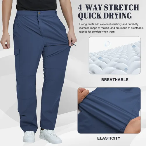 Vista 5 de MEETYOO Pantalones cargo de senderismo para hombre, impermeables, tácticos, ligeros, elásticos, para acampar