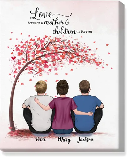 Vista 7 de Gossby Lienzo personalizado para madre e hija, regalo de cumpleaños, Navidad, Día de la Madre para mamá de 2 hijas con diseño, nombre, regalo