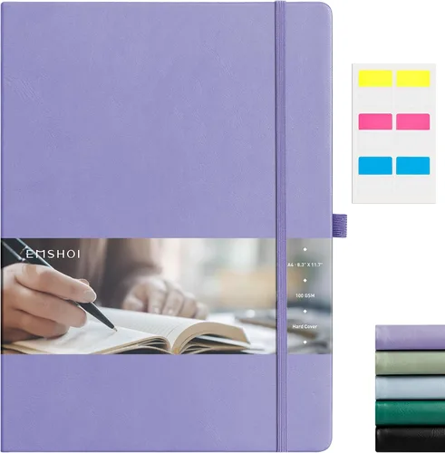 Vista 16 de EMSHOI Diario punteado, 8.5 x 11 pulgadas, tapa dura de cuero para mujeres y hombres, 192 páginas, cuaderno de cuadrícula de puntos de 100 GSM