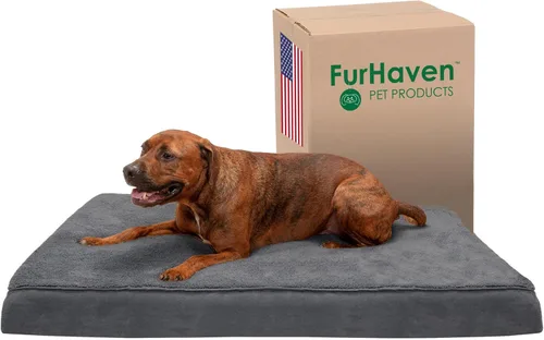 Vista 17 de Furhaven Cama de gel refrescante para perros medianos/grandes de hasta 55 libras con funda extraíble y lavable, colchón de gamuza y piel sintética