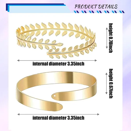 Vista 3 de MOZAKA Juego de 2 brazaletes ajustables dorados para mujer