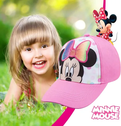 Vista 3 de Disney Minnie Mouse Toddler Girls Pink Baseball Cap - Ages 2-4 Years - Adjustable Velcro Closure PinkWhite