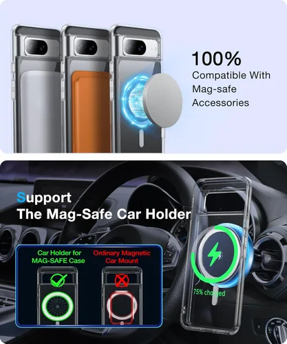Vista 3 de [NO.1 Funda magnética para Google Pixel 8 con MagSafe [Anti-Amarillamiento][Ajuste Delgado][Probada contra Caídas Grado Militar] Parachoques