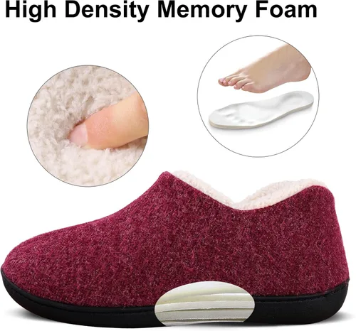 Vista 3 de Leisurely Pace Pantuflas de invierno de espuma viscoelástica para mujer espalda cerrada forro polar pantuflas para interiores y exteriores