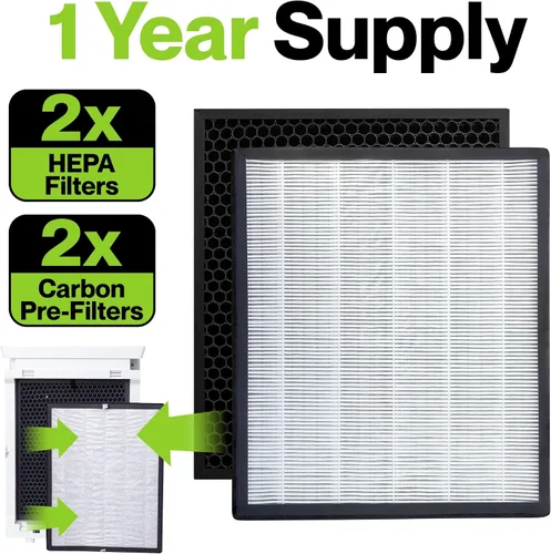 Vista 3 de Durabasics Filtro de repuesto para purificador de aire para filtro Levoit LV-PUR131, LV-PUR131S y LV-PUR131-RF 2 filtros HEPA y 2 prefiltros