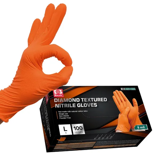 Vista 8 de Jointown Guantes Básicos de Nitrilo de Servicio Pesado, Guantes de Mecánico de Nitrilo Desechables de 8 Mil, con Textura de Diamante Elevada, Caja