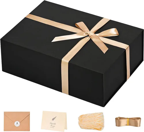 Vista 8 de LIFELUM Square Gift Box with Magnetic Lid, Card, Sticker, Ribbon, Shredded Paper Filler for Business, Wedding, Birthdays