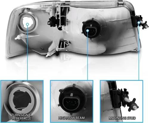Vista 5 de AmeriLite Faros Halógenos de Repuesto y Conjunto de Esquina Para Camioneta Ford Ranger 93-97 - Lado del Pasajero y del Conductor, Conjunto de Luces