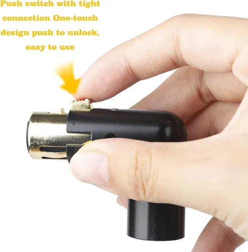 Vista 5 de MAD OWL Adaptador XLR de 3 pines de 90 grados, adaptador XLR de ángulo recto ajustable macho a hembra para cable DMX negro
