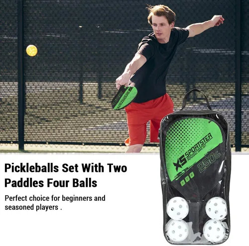Vista 2 de Lixada Juego de palas de pickleball con 4 bolas de pickleball y bolsa de almacenamiento, raqueta de pickleball para deportes de interior y exterior