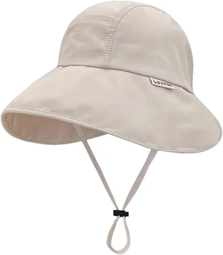 Vista 8 de Sombrero de sol para mujer de ala ancha con protección solar UPF 50+, para pesca, senderismo, exterior, verano, secado rápido Beige