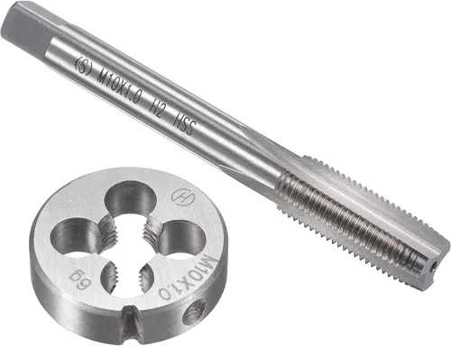 Vista 12 de uxcell M8 x 0.020 in Juego de llaves métricas y troqueles, rosca de máquina con troquel de roscado redondo, kit de grifo y troquelado