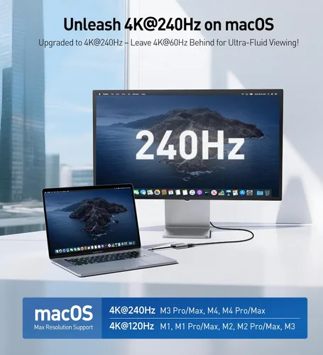 Vista 3 de Cable Matters Adaptador USB C a HDMI 2.1 de 48 Gbps con carga de 140 W 8K @60Hz / 4K @240Hz HDR, para macOS y Windows, sin VRR, adaptador