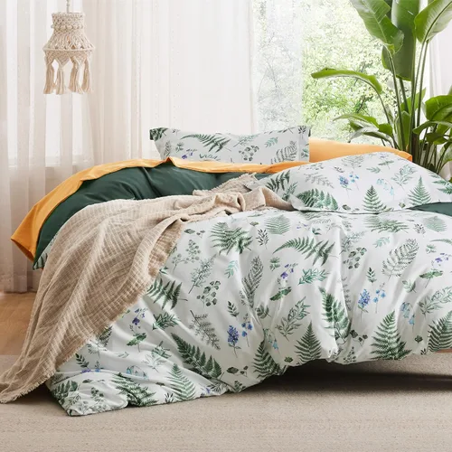 Vista 31 de Bedsure Juego de funda de edredón Twin para dormitorio, juego de funda de edredón reversible floral con cierre de cremallera, juego de ropa de cama