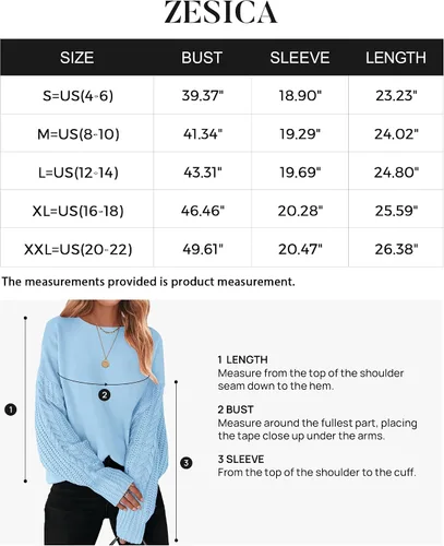 Vista 5 de ZESICA Women's 2024 Fall Long Sleeve Crew Neck Solid Color Cable Knit Chunky Casual Oversized Pullover Sweater Tops