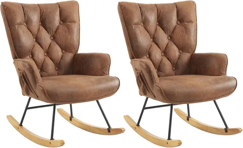 Vista 7 de Mecedora para cuarto de bebé, tela estampada en caliente, tapizada, mecedora, mecedora, asiento acolchado con respaldo alto, silla auxiliar cómoda