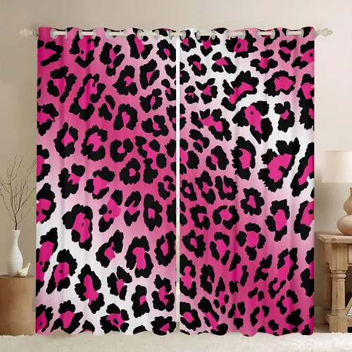 Vista 16 de Feelyou Purple Leopard Print Blackout Curtains Black Wild Safari Darkening Drapes for Bedroom Living Room Decor Cheetah Fur Wildlife Thermal