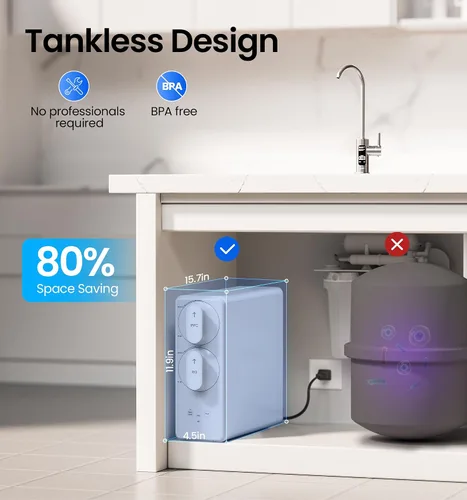 Vista 7 de KOVIET Sistema de ósmosis inversa, filtro de agua de ósmosis inversa sin tanque de 10 etapas 600 GPD, sistema de filtración de agua por ósmosis