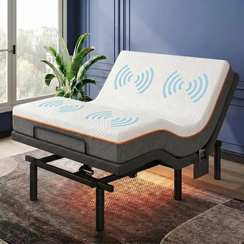 Vista 17 de Pipishell Base de cama ajustable individual XL y colchón de espuma viscoelástica de 14 pulgadas con masaje, base de cama eléctrica con espuma