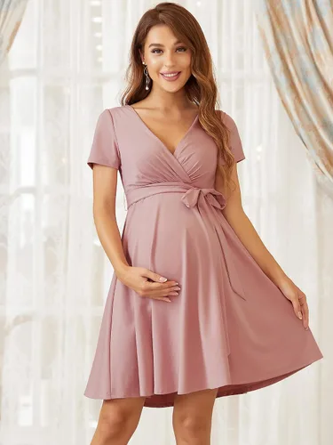 Vista 4 de Ever-Pretty Vestido de maternidad cruzado corto con cuello en V para mujer 20786
