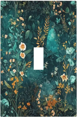 Vista 15 de Decorative Outlet Covers Blue Background White Cat Daisy Floral 2-Gang 1-Gang Wall Plate Single Toggle/Rocker Farmhouse Style Light Switch Covers