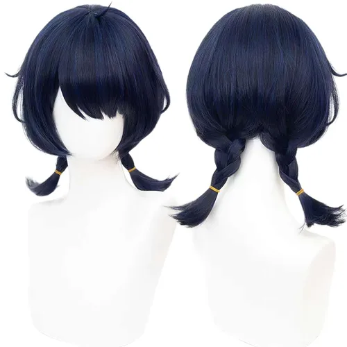 Vista 23 de Peluca para cosplay, disfraz de anime, pelo largo, cabello ondulado negro con flequillo y para mujer, fiesta familiar de Halloween Isolda