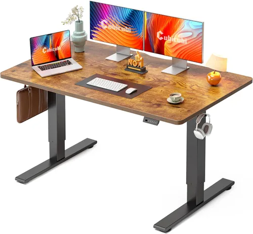 Vista 45 de CubiCubi Escritorio eléctrico de pie de 48 x 30 pulgadas, escritorio de pie ajustable en altura con ajustes preestablecidos de memoria, escritorio