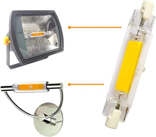 Vista 4 de Paquete de 4 bombillas LED R7S de 3.071 in 10 W LED COB luz 100 W halógena equivalente tipo J T3 120 V R7S base regulable blanco cálido 3000 K doble
