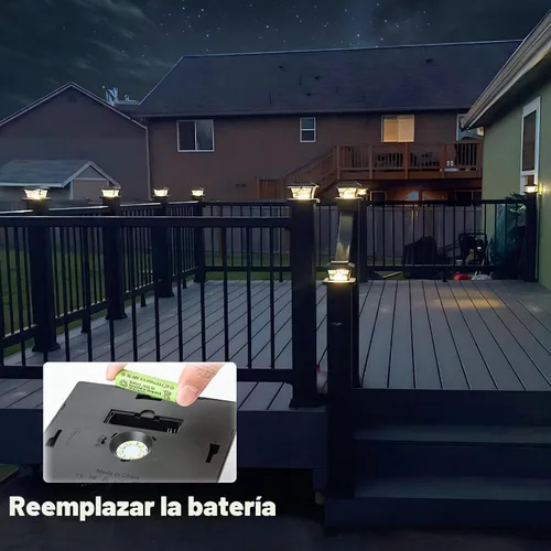 Vista 4 de VOLISUN Luces Solares para Postes de Exteriores, Luces Solares para Postes de Valla 4x4 Vinilo/Madera, Luz Solar Negra Impermeable para Poste