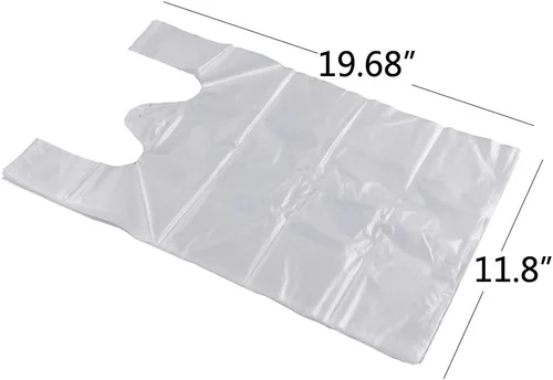 Vista 2 de Bolsos de compras plásticos transparentes de la camiseta de la manija, 400 bolsos reutilizables del transporte de las cuentas Plastic T Shirt