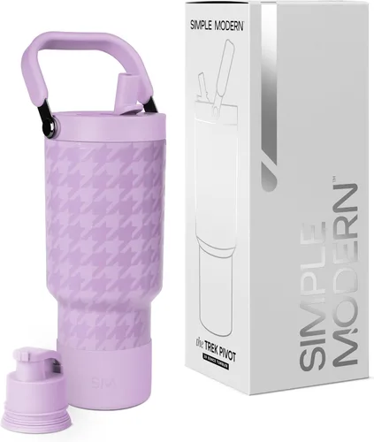 Vista 63 de Simple Modern Trek Pivot Vaso con pajita abatible de 30 oz con asa Botella de agua y protector Tapas intercambiables de pajita y para beber