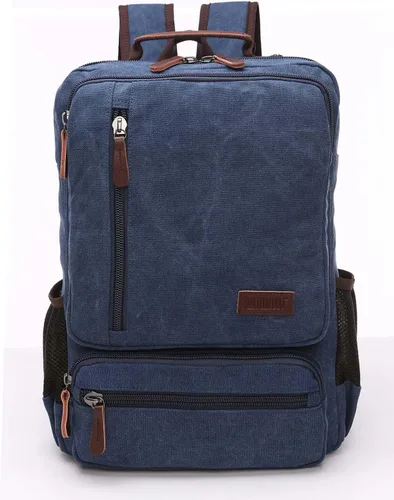 Vista 8 de Mochila de lona vintage, mochila resistente para senderismo y campamento, mochila casual para hombres y mujeres, se adapta a portátiles de 15.6 Café