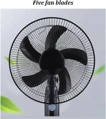 Vista 5 de Ventilador con energía solar, ventilador de pedestal ajustable oscilante con paneles solares, ventilador móvil recargable con luz nocturna LED Blanco
